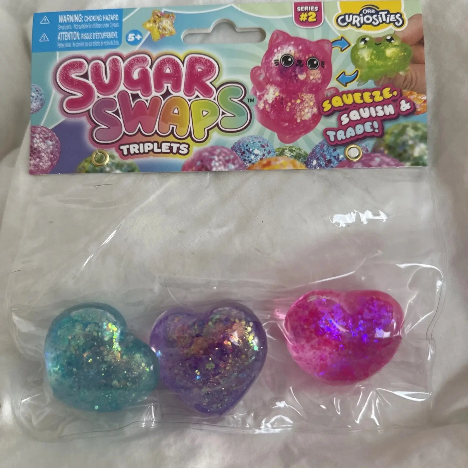ORB Sugar Swaps Triplets Hearts Series 2 Curiosities Squishy Toys 3 Pack Glitter