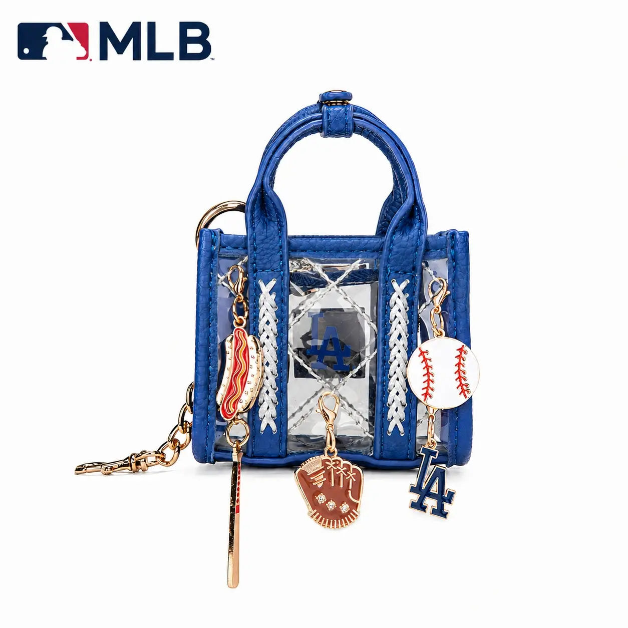 MLB Clear Mini Tote Bag Charm-Themed Pendants, Team Logo Keychain and Purse Accessory for Handbags, Backpacks, Game Day & Everyday Use – Fastball 128