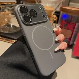 Luxury Glass Film Large Viewfinder Lens, Ultra-Thin Magnetic Wireless Liquid Silicone Protective Case, Compatible with iPhone 17 Pro Max 16 15 Pro Max