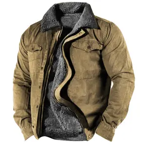 Thickened Side Seam Pocket Casual Zipper Loose Youth Lambswool Cotton Jacket with Side Pockets for Everyday Wear Durable Comfortable