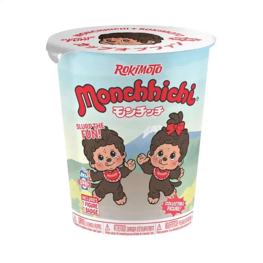 Funmaker Rokimoto Monchhichi Ramen Cup Blind Box Figure - Cute Collectibles for Toy Unboxing, Blind Bag Unboxing