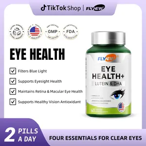 Flynew Eye Health | Lutin 10mg, Zeaxanthin 2.5mg, Anthocyanins 24.5mg, DHA 50mg |  Made in USA | 60 Capsules Dietary Supplement
