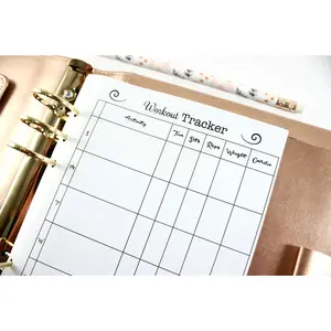 A5 Size Planner Workout Tracker Inserts, A5 Size Fitness Inserts, Fits with Kate Spade A5, Louis Vuitton GM, Carpe Diem, Color Crush, Filofax (Planner Sold Separately)