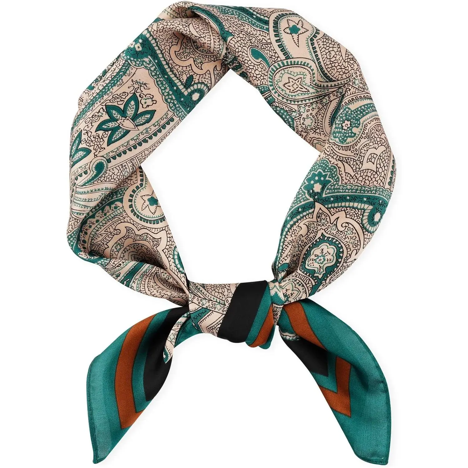 Men's 27-Inch Synthetic Silk Feeling Scarf - Paisley Tiny Medallions Print, Soft Texture Satin Square, Casual Bandana, Formal Cravat, Valentine Knot Selfie Accessory (Mobile Phone Selfie Accessory), Fashion Hair Scarves