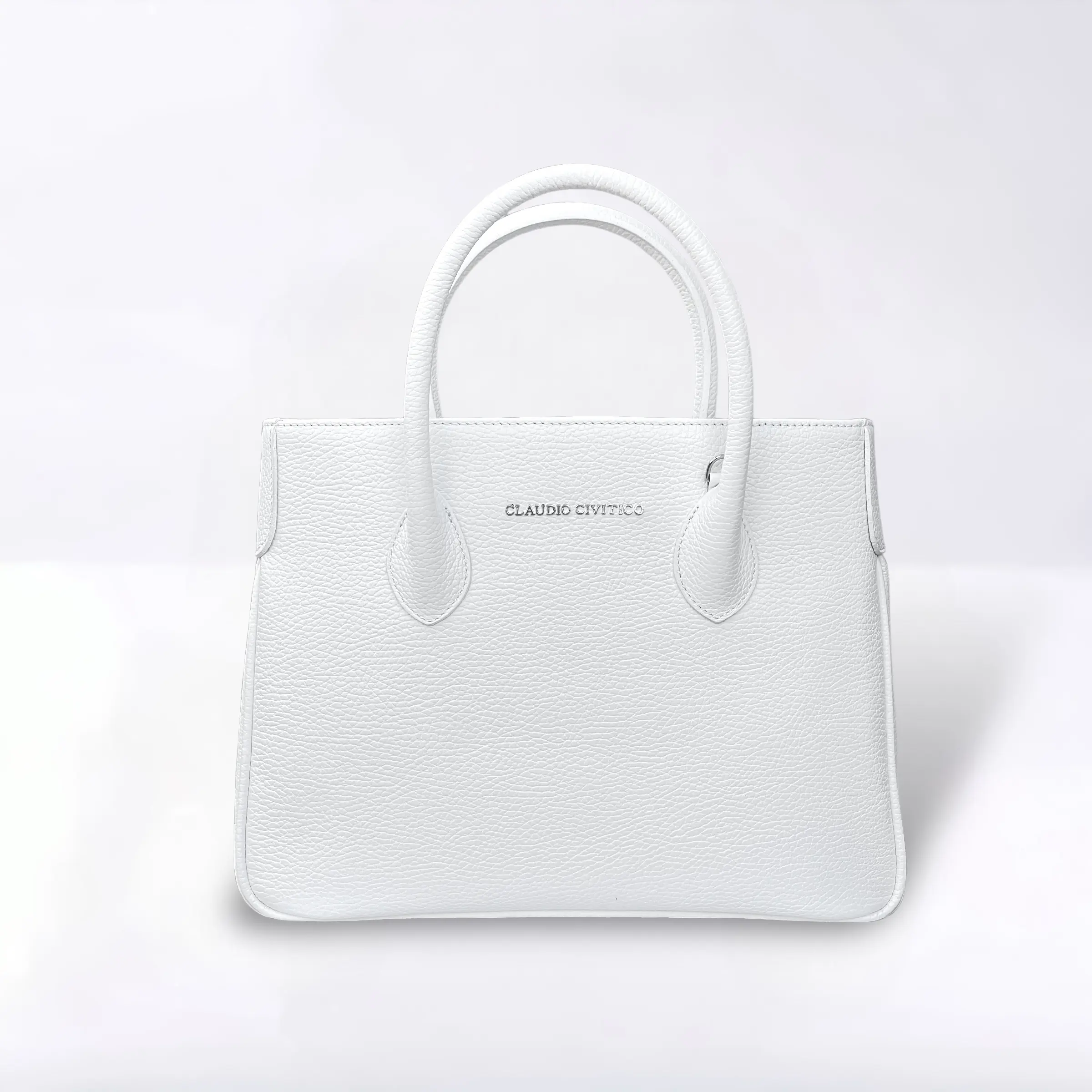 CLAUDIO CIVITICO Handbags - White Satchel purse with silver hardware