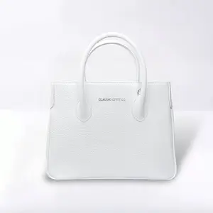 CLAUDIO CIVITICO Handbags - White Satchel purse with silver hardware