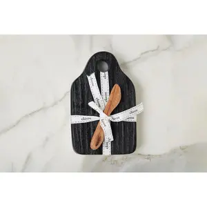 Mini Appetizer Board with Spreader, Small, Black