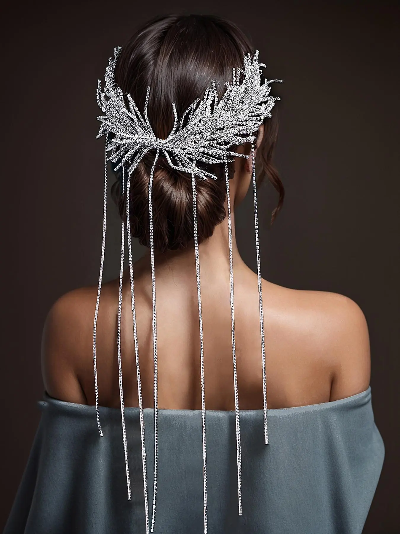 Women's Elegant Rhinestone Decorated Long Tassel Headband, Exquisite Trendy Hair Hoop, Fashionable Hair Accessories for Wedding Party Decoration