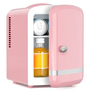 【TikTokShopSpringGlowUp】Antarctic Star 4L Mini Fridge Thermoelectric Cooler & Warmer, Portable Cooler for Skincare/Meds/Drinks, 12V DC/120V AC, 15-20℃ Cooling & 55-65℃ Heating, Pink