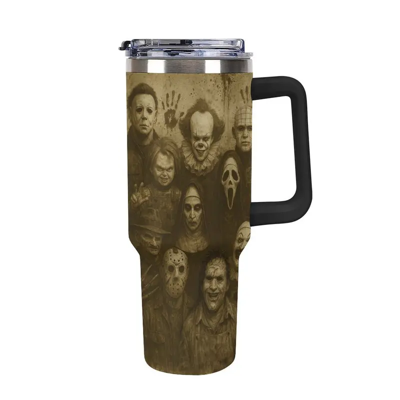 Halloween Horror 40oz Tumbler, 20oz 30oz Stainless Steel Tumbler , Insulated Scary Movie Characters Tumbler, Horror Film Tumbler ,Scary Clown Cup ,Gift for Movie Lover