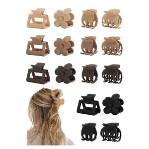 16 PCS Small Hair Clips for Women & Girls, Durable Matte Claw Clips for Thin Hair, Strong Hold NonSlip Medium Hair Claw Clips, Mini Hair Clips, Cute Hair Accessories with Multi Color, 4 Shapes