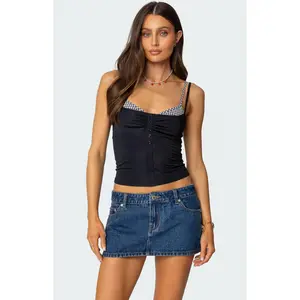 Edikted Women's Gingham Layered Tank Top