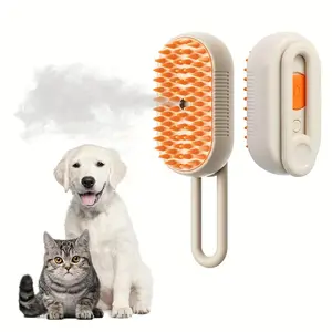 3-In-1 Rechargeable Steam Pet Brush for Cats & Dogs - Self-Cleaning, Massaging Grooming Tool, Deshedding Tool, Eliminates Loose Fur, Battery-Powered/Usb, Ideal for Shedding Relief, Steam Brush, Selfcleaning Feature, Dog Grooming Brush