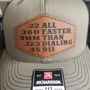 Richardson 112 hat with laser engraved leather patch