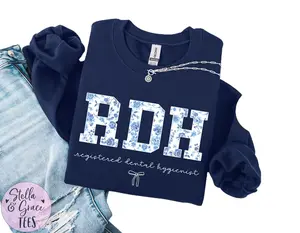 Registered Dental Hygienist t-shirt Sweatshirt, Blue Toile RDH shirt, Dental Hygienist tshirt, Dentistry Sweatshirt, RDH tshirt  Unisex Crewneck Hoodie