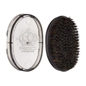 Red by Kiss Premium Pocket Wave Bow Wow Curved Palm Brush – Boar Bristles for 360 Waves, Curved Design for Precision Control, Ideal for Coarse, Curly, Short Hair & Fades