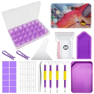 DIY Diamond Painting Tools and Accessories Kits Complete Diamond Art Tools with Diamond Art Pens Tweezers Glue Diamond Correction for Adults to Make Art Craft