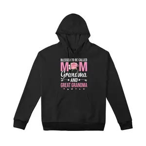 Women's Fitted Long Sleeve Hoodie - Blessed To Be Called Mom Grandma Great Grandma Soft Crew Neck, Printed Fabric, Family Gift Womenswear Top
