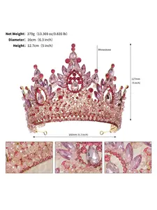 European and American luxury exaggerated beauty pageant runway crown bride wedding travel photography headwear grand handmade crystal bride crown