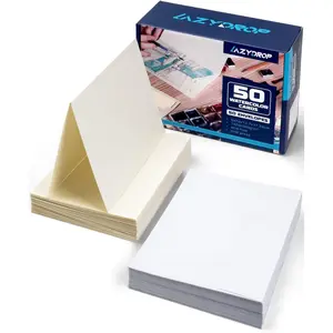 Watercolor Cards and Envelopes Set 50 Folded 5x7 Inch Blank Heavyweight 300gsm Paper Cards with Matching Envelopes for DIY Greeting Cards Festivals and Events