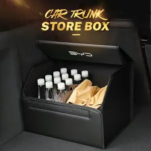 Car Trunk Leather Storage Box Foldable Auto Organizer Bag For BYD Atto 3 Yuan Plus Han Tang EV F3 E6 Dmi Song F0 Qin Pro G3 I3 Ea1 Max G6 2din