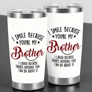 "Brother Humor"Design 20oz Wine Tumbler with Lid,Stainless Steel Travel Mug, Double Wall Insulated Coffee Cup,Insulated Wine Glasses Travel Tumbler for Cold&Hot Drinks,Reusable Spill-Proof Design,Perfect Gift for Family and Friends