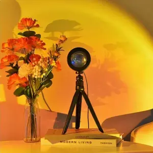 Sunset Lamp Tripod Stand, 16 Color Sunset Atmosphere Light, Remote Control Adjustable, Photo Fill Light, Style Room Decor, Rotatable Projection