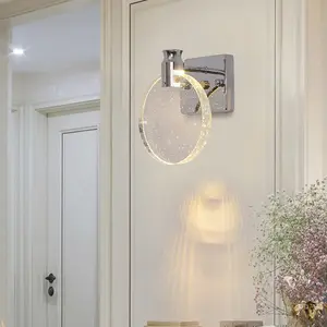 Chrome Crystal Wall Lamp, 1 Pcs. Wired Wall Lamp, Warm Light For Bedroom, Living Room, Bar ,Hallway, Indoor Lighting, Interior Decorative Lighting, Home Decor Light
