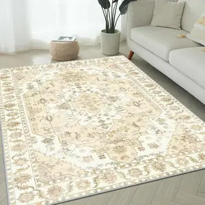 A European Persian-style home floral area rug, machine-washable and fade-resistant, soft and durable, suitable for holidays and any space, including hotels, offices, sofas, bedside, kitchens, laundry rooms, hallways, porches, and stairwells at entrances.
