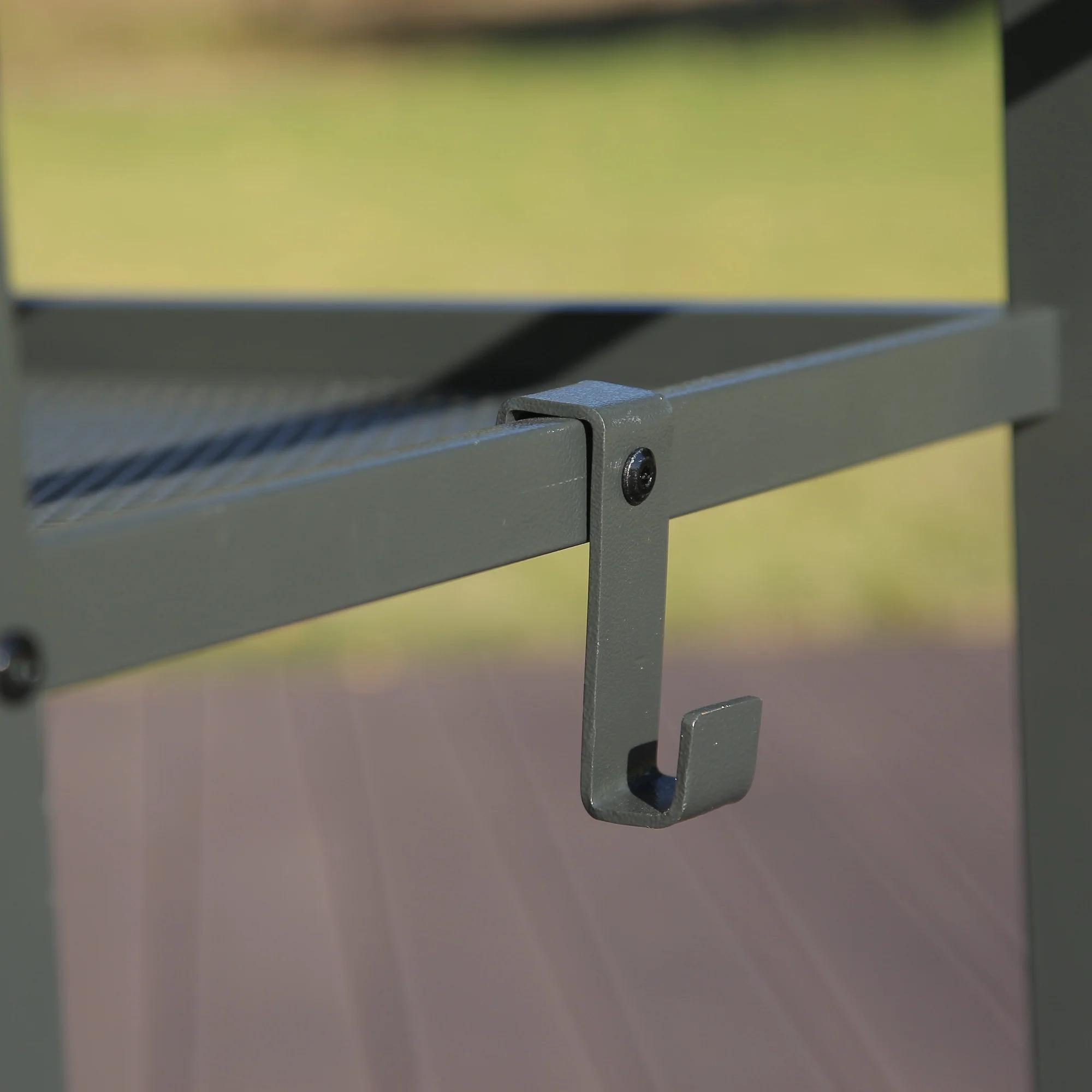 Moveable Outdoor Kitchen BBQ Worktable Trolley 42" W X 22" D 3 Storage Shelves Grill Cart Table Wheels Hooks for Food Parks