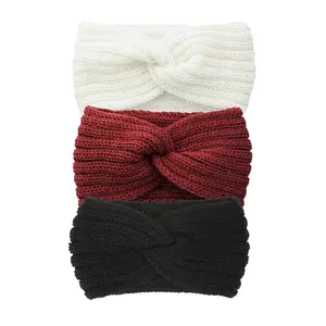 3 Pcs Women's Solid Knitted Headbands & HairBands, Christmas Gifts for Best Friends, Warm Fashion Hair Accessories for Outdoor, Yoga & Makeup