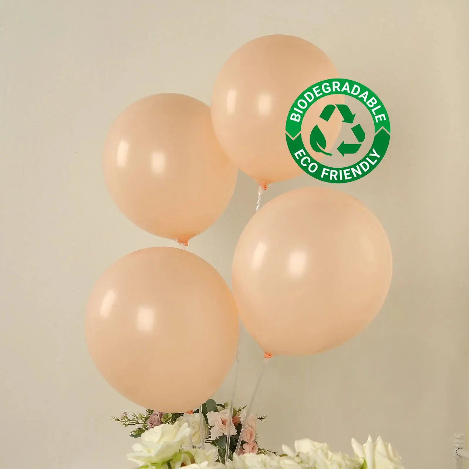 50 Pack Matte Pastel Blush Biodegradable Balloons 12", Round Eco-friendly Thick Latex Party Balloons