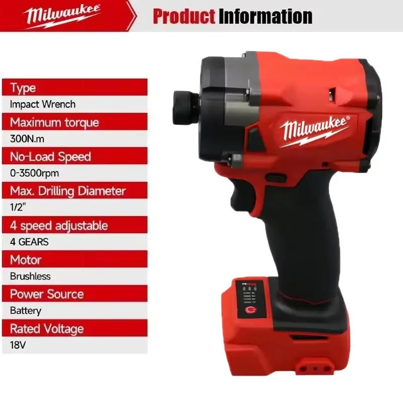 Milwaukee M18 Series Cordless Driver Drill - Brushless Motor Impact Drill/Driver, High Torque Long Life Lithium Rechargeable Power Tool, Durable Easy-Operate Hand Tool for DIY Projects & Construction Work, Wrench Hardware Kit with Batteries