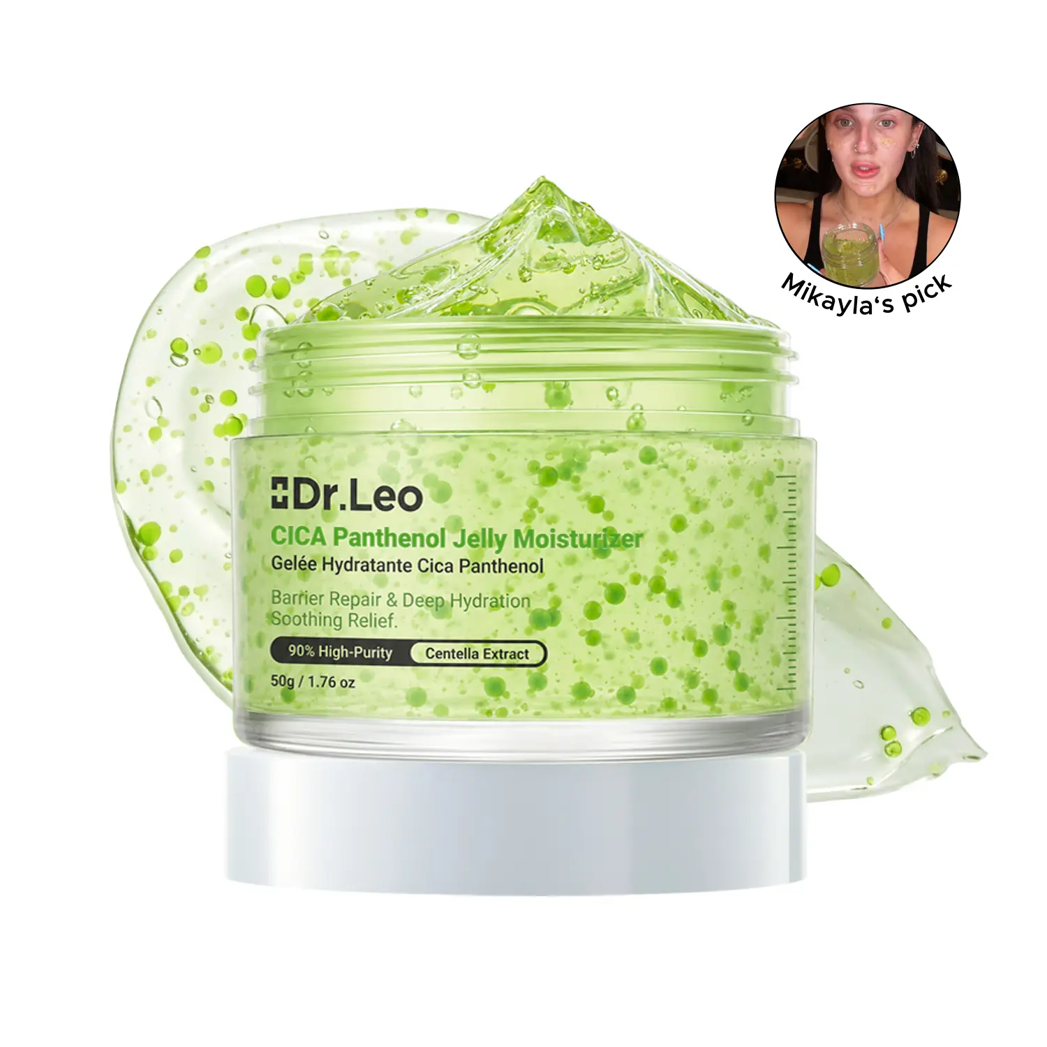Dr.Leo Centella Panthenol Soothing Cream, Calming Barrier Repair Moisturizer with Hyaluronic Acid for Sensitive, Dry & Acne-Prone Skin, Soothes Redness, Non-Comedogenic & Lightweight, 50g, Capsule