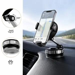 Car-mounted mobile phone holder, 360-degree rotation, suitable for car navigation and car dashboard, adjustable angle for both horizontal and vertical screens, suction cup fixed anti-slip mobile phone holder, suitable for iPhone and others.
