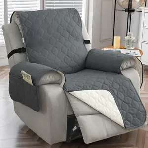 1-Seat Sofa Cover, Waterproof Stretch Recliner Slipcover with Pockets, Non-Slip Fabric Armchair Protector for Pets & Living Room
