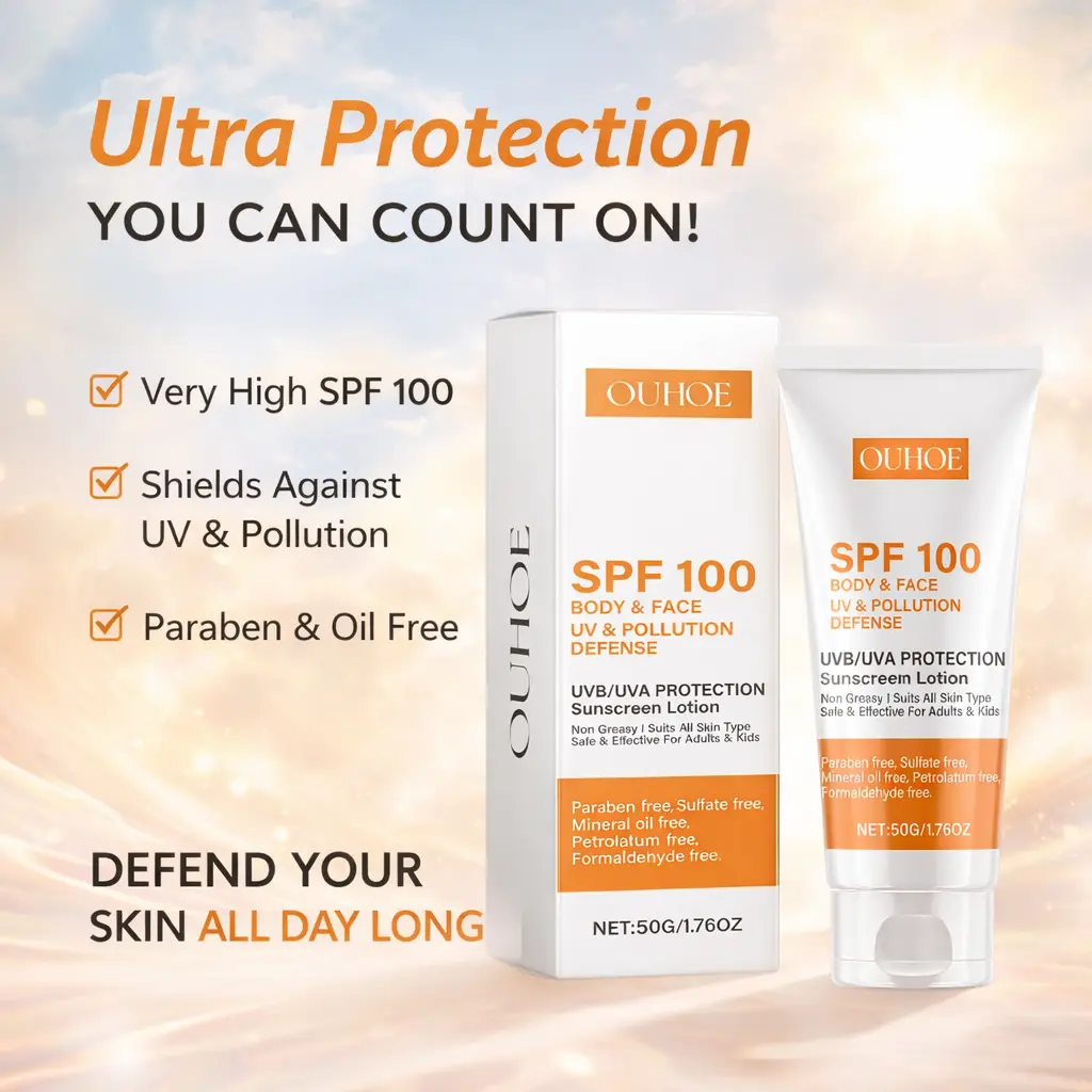 Gentle Facial Sunscreen Lotion - UV Protection, Sunburn Skin Repair, Anti-Wrinkle, Lightweight Protective Cream