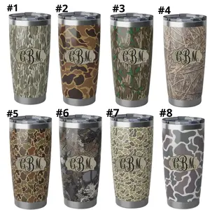 Personalized Camo Tumbler, Monogram Insulated Travel Mug, Custom Initials Stainless Steel Cup, Hunting Camouflage Drinkware, Custom Outdoor Gift for Him