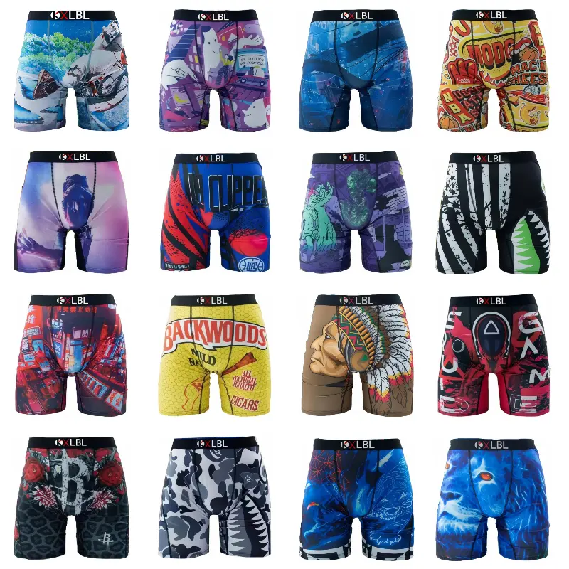 12/10/6 Pack Men's Vibrant Printed Boxer Briefs - KXLBL Soft Breathable Stretch Underwear, Comfy Graphic Performance Trunks, Value Bundle Set for Athletic & Daily Wear (Multi-Color） Stylish Love