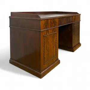 English Flame Mahogany Pedestal Desk