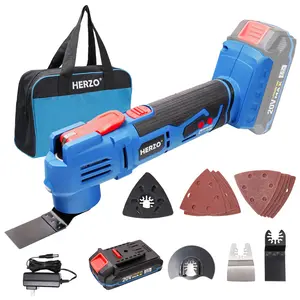 HERZO Cordless Portable Oscillating Angle MultiTool Kit Sanding Kit , Cutting Blade Max 17000OPM, 6 Variable Speed, 20V Battery Powered Motor