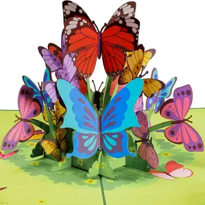 Paper Love Butterflies Pop-Up Card - 3D Design with Colorful Butterflies, Laser-Cut Details, Premium Cardstock, Removable Note Tag, Perfect Gift for Any Occasion