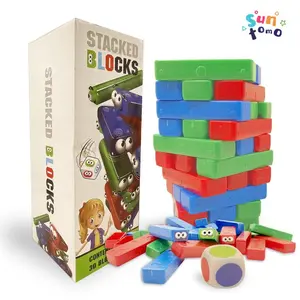 Tumbling Tower Stacking Blocks, Tumbling Timber Toy, Tumble Tower Blocks Game, Colored Cartoon Plastic Building Blocks Board Toppling Tumbling Tower