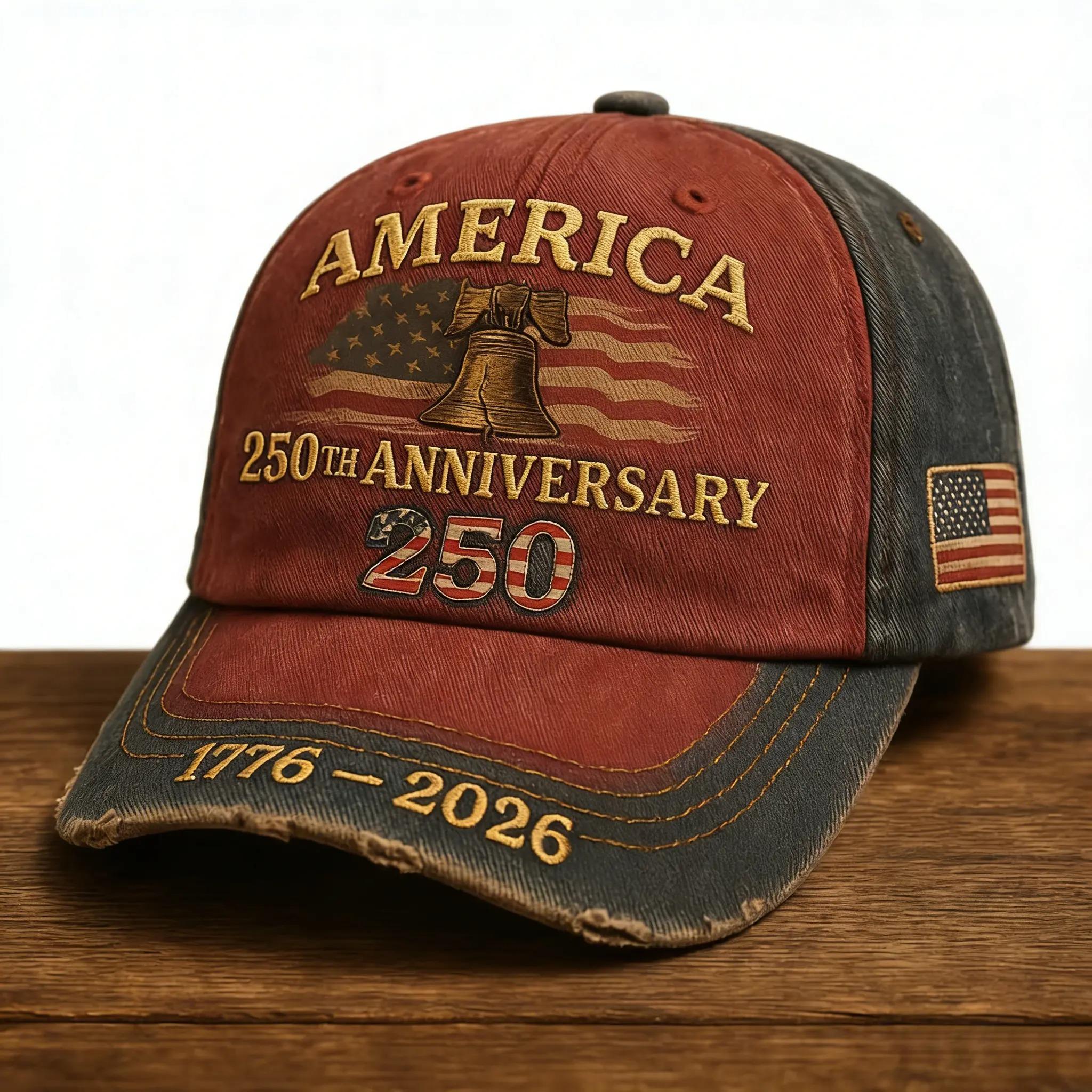 1/2pcs US 250th Anniversary Embroidered Baseball Cap, UPF 50+ Sun Protection Commemorative Hat