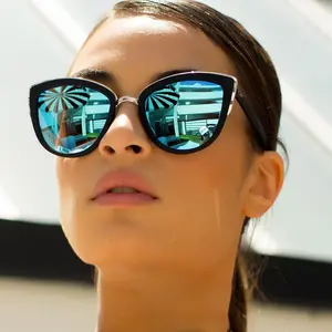 My Cat Eye "Sexy Girl" Women Sunglasses TURQUOISE Reflective Shadz GAFAS 400UV 100% UV Protection Mirror Lenses PC Lens Material Durable Polycarbonate & Metallic Frame