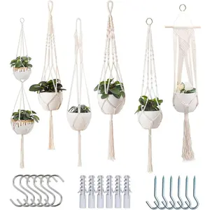 Macrame  Hangers Indoor Macrame  Planters for Indoor , 6 Pack   Holders Indoor , Macromay  Hangers for Indoor  Hanger, Outdoor Flower Pots Holder