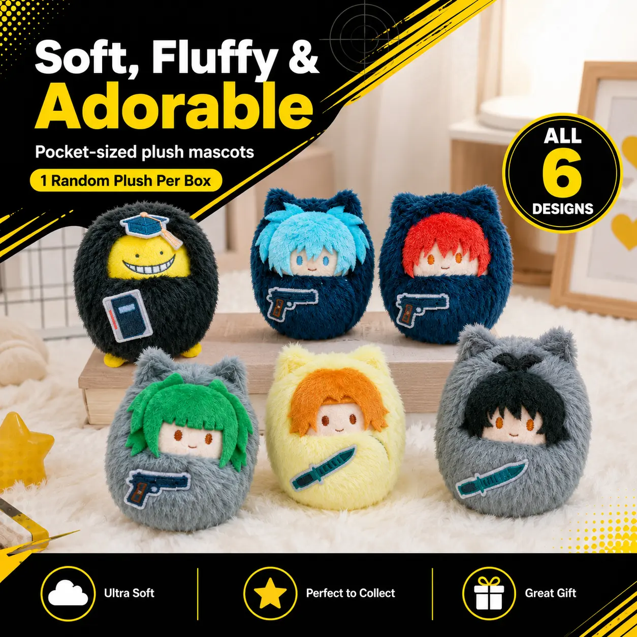 Assassination Classroom Palm Zoo Stuffed Plush Blind Box Collection - 6 Designs (Toys & Hobbies, Dolls & Stuffed Toys)