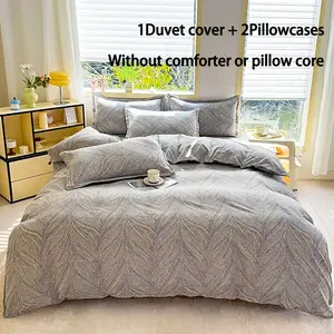 3-Piece Wheat Pattern Bedding Set, 100% Polyester, Breathable and Super Soft, Includes 1 Duvet Cover and 2 Pillowcases, All Seasons