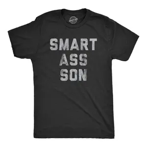 Mens Smart Ass Son T shirt Funny Family Kids Parents Sarcastic T-Shirt for Dad Mens Funny T Shirts Cool Vintage Fashion T-Shirt Gift Classic Menswear Funny Sarcastic Short Sleeve Novelty Tees for Guys Black
