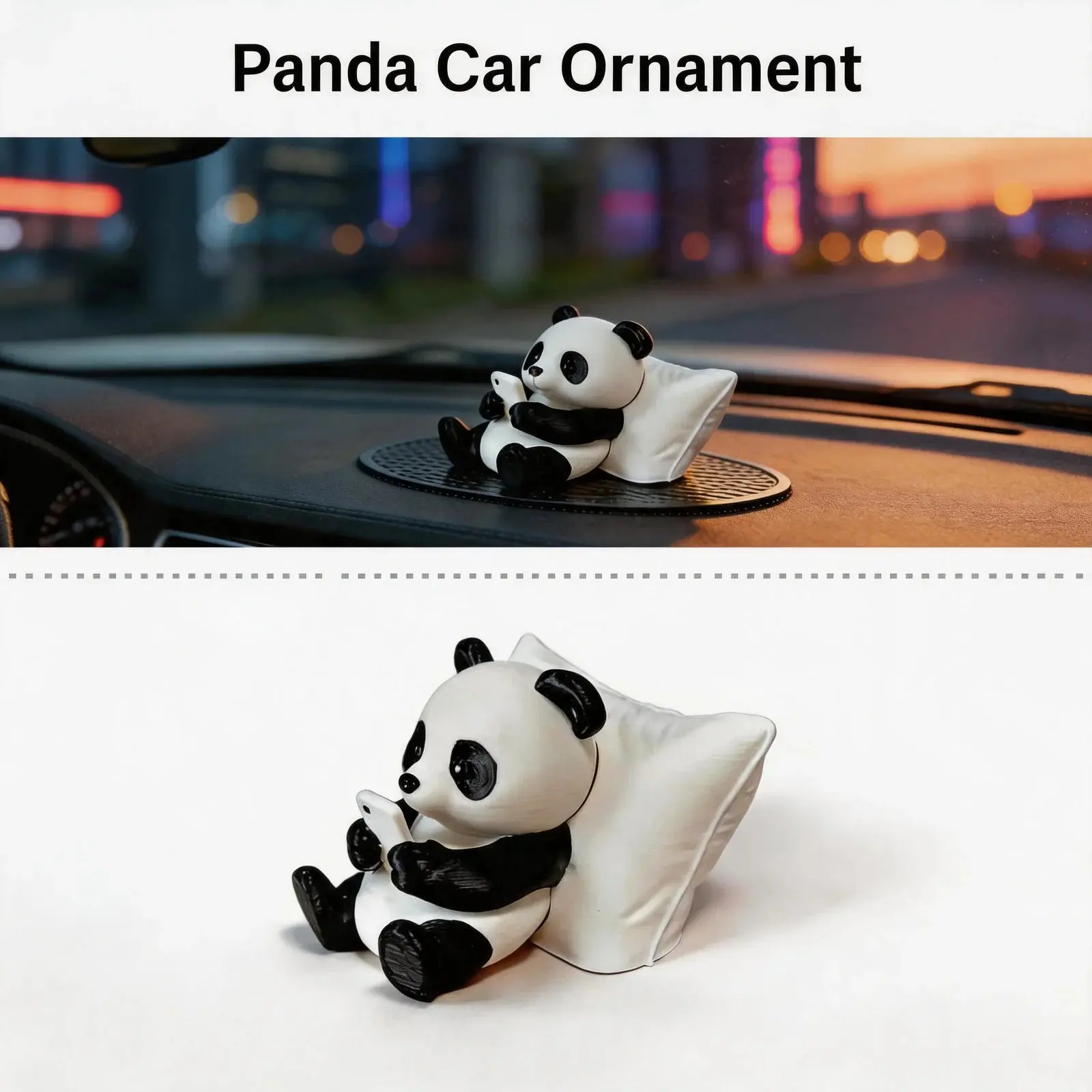 Desktop Decoration Cute Panda Sculpture Ornament Office Car Decor Creative Animal Model Collectible Figurines Car Ornament